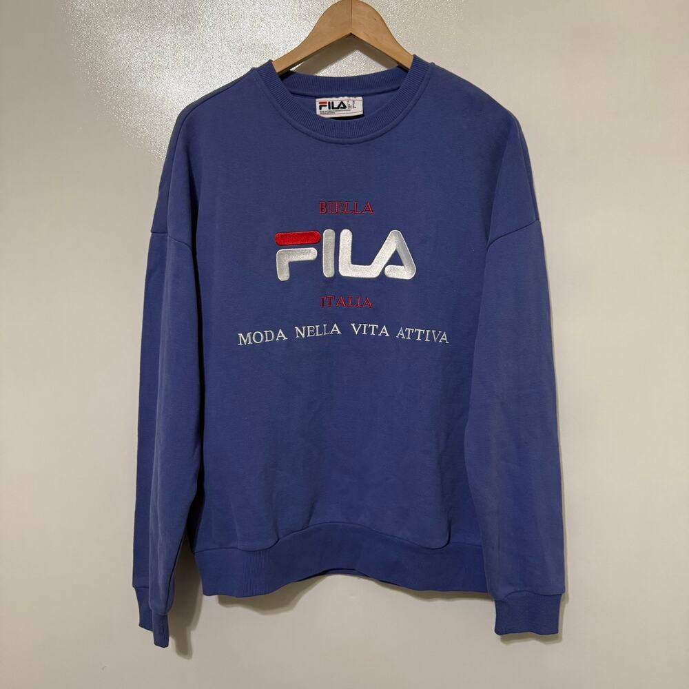 Fila Women' M "Moda Nella Vita Attiva" Blue Long Sleeve Crewneck Sweater Sport - Picture 2 of 9